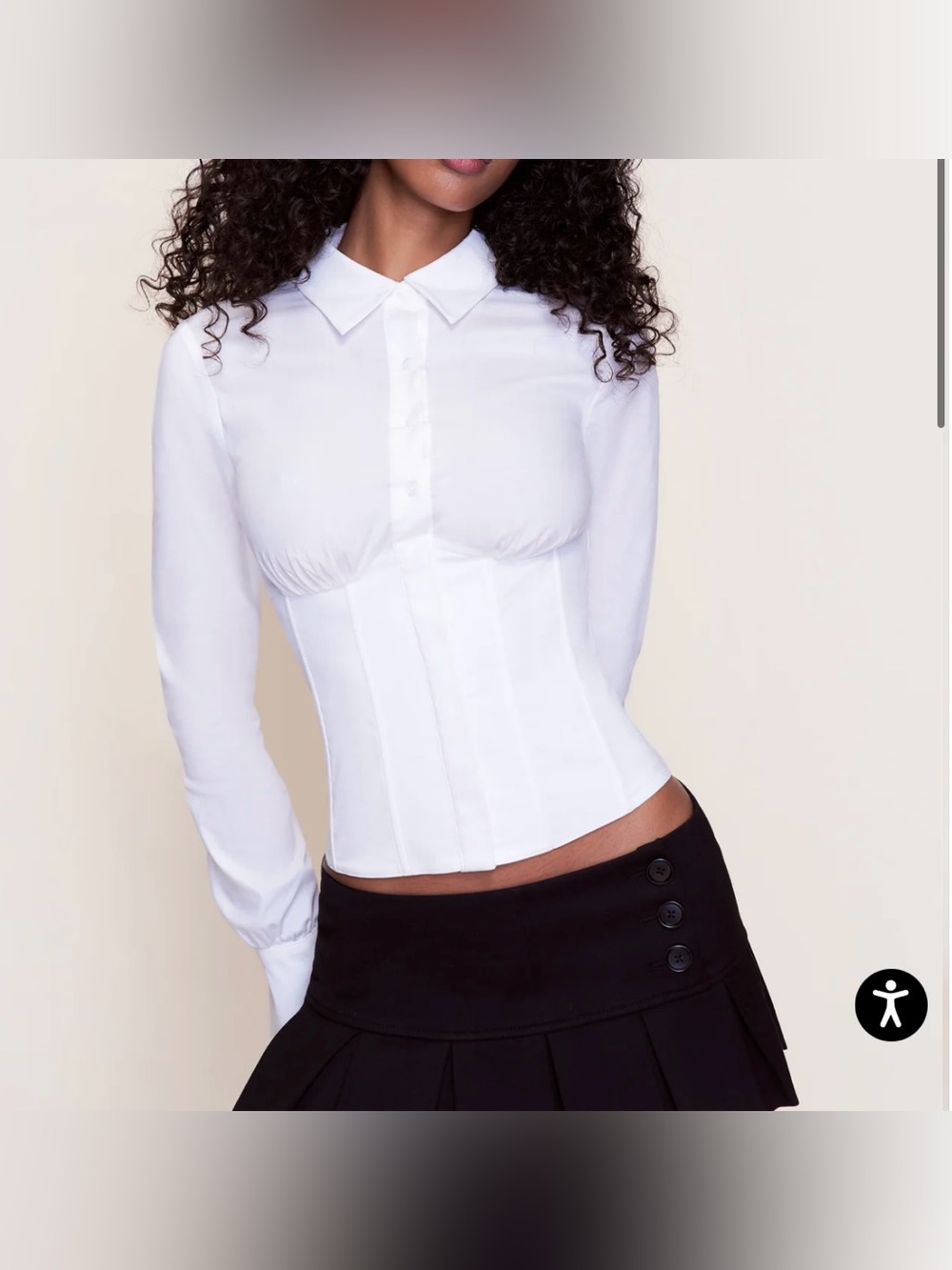 Danielle Guizio Tailored Corset Long Sleeve Button Blouse White M Office Siren